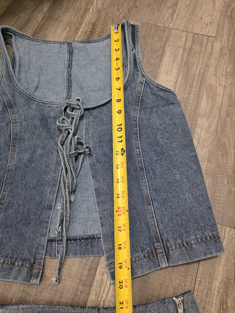 Y2K Coord Denim Mini Skirt Set Blue 90s Western Boho Layering Rock Grungecore - Picture 7 of 12